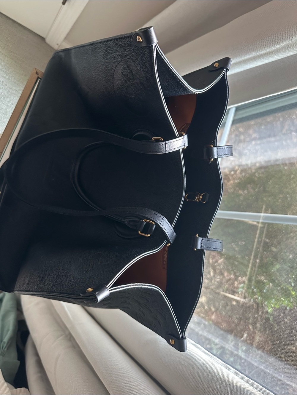 Louis Vuitton Black Embossed Monogram Tote - Picture 8 of 11